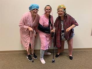 teachers dressed as old ladies